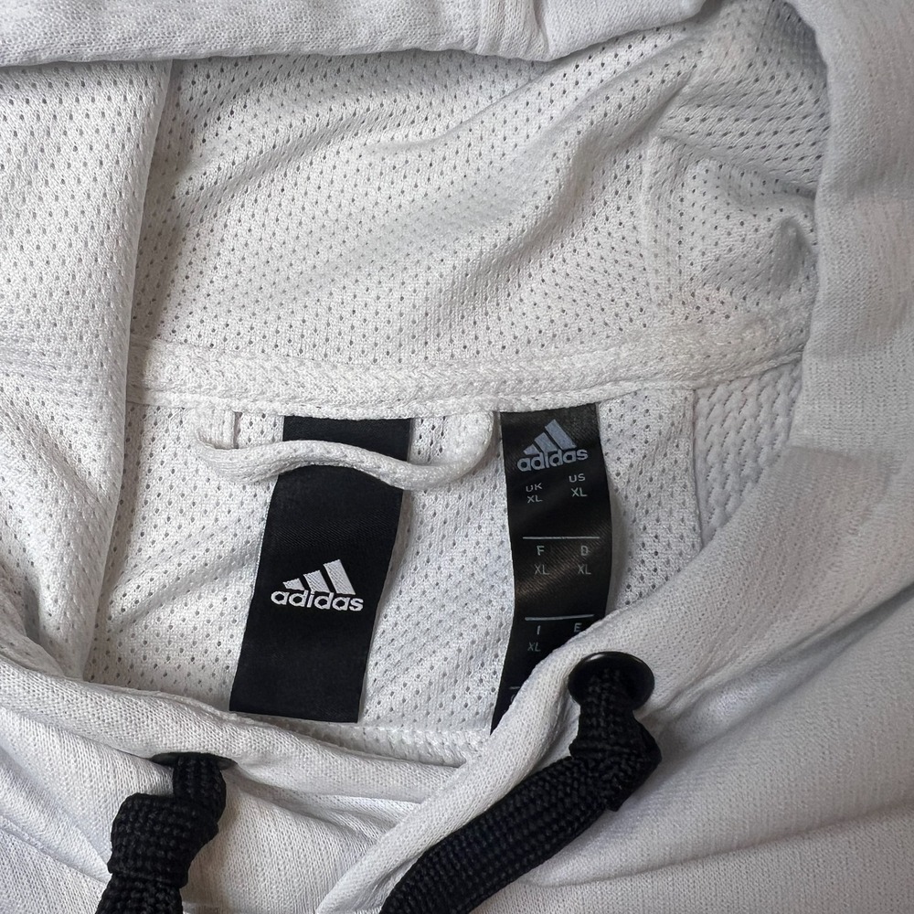 Adidas Climawarm Hoodie Mens XL White Black Big Logo 2010s Retro Sportswear - Picture 5 of 13